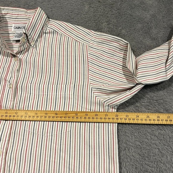Vintage Cabin Creek Button Down Shirt Women's 12 White Striped Long Sleeve - Picture 7 of 13